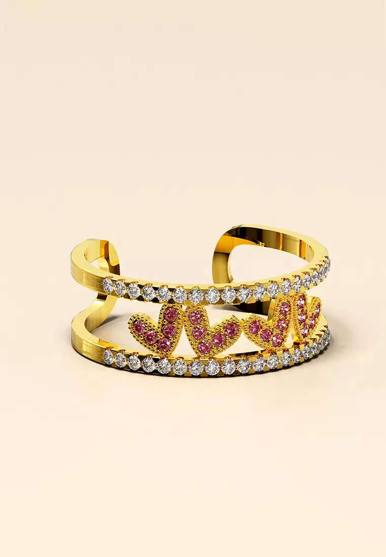 網上選購 Bullion Gold Gold Layered Red V Luxe Adjustable Ring 2025 系列 ...
