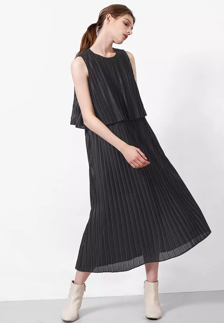 Contrast Pleated Layer Dress