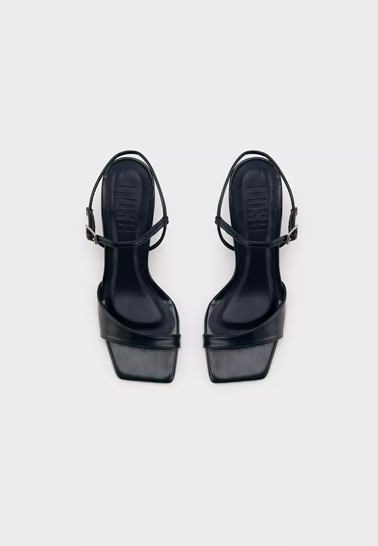 SQUARE TOE STRAPPY KITTEN HEEL SANDAL优雅踝带低跟凉鞋