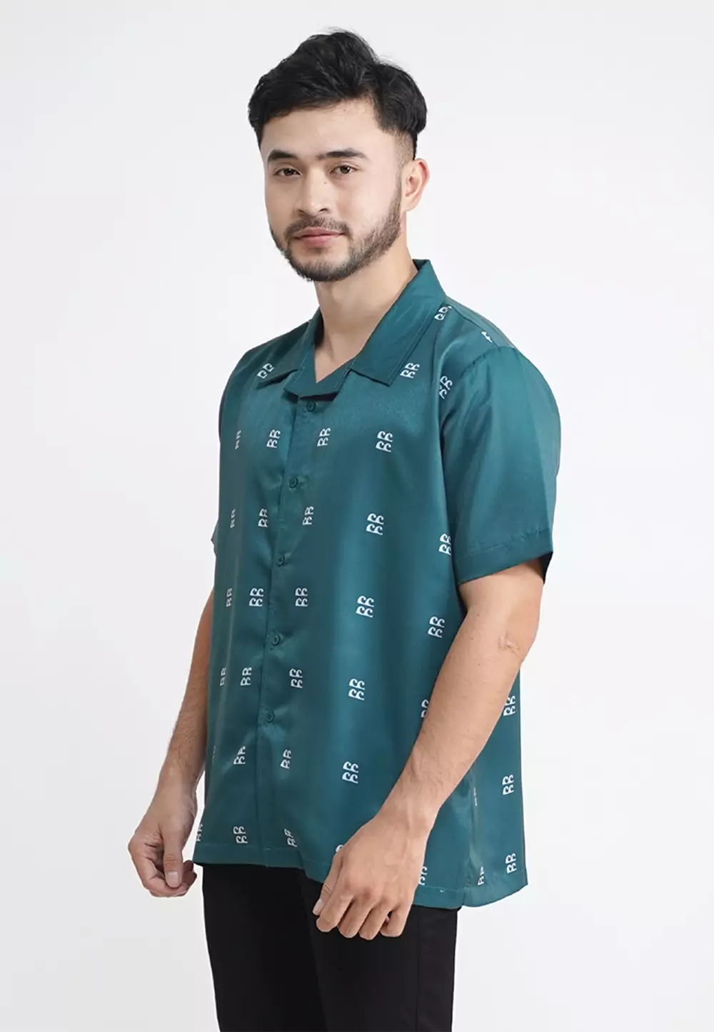 Tiento Kemeja Pakaian Pria Baju Kasual Atasan Lengan Pendek Motif Simpel Eunoia