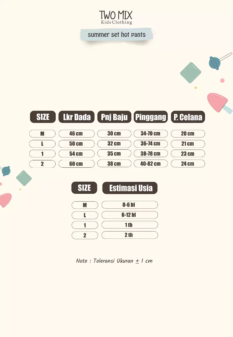 Two Mix - Setelan Baju Anak Lengan Pendek Perempuan / Laki-Laki - Stelan Anak Unisex - Summer Set Hot Pants 0-2 Tahun 4360D Yellow