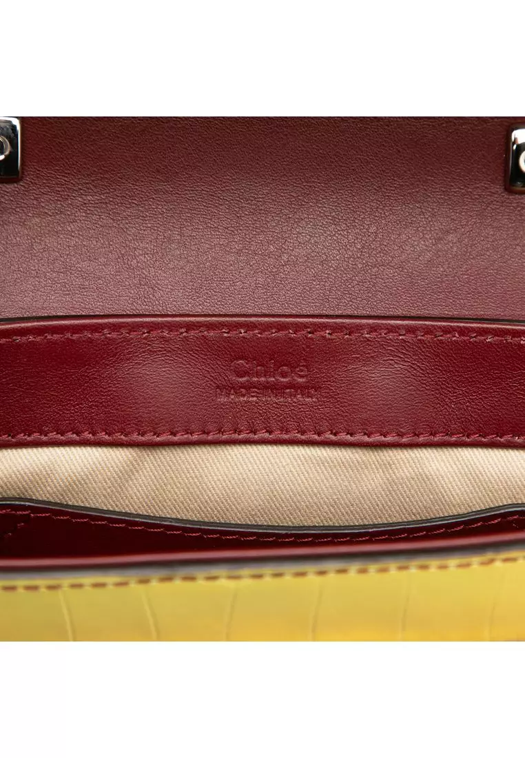 Pre-Loved Chloé Mini Croc Embossed Ombre Calfskin C Satchel