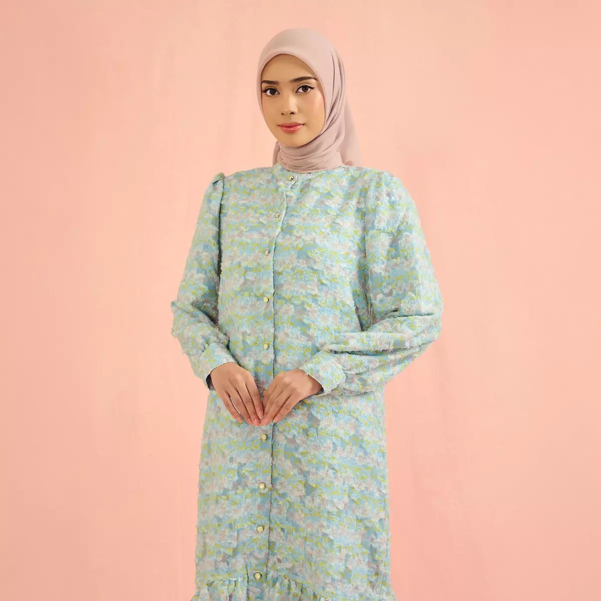 [Raya Collection] ZM Zaskia Mecca - Ruvina Sky Blue - Gamis Wanita - Primadona Series Edisi Lilya Senja