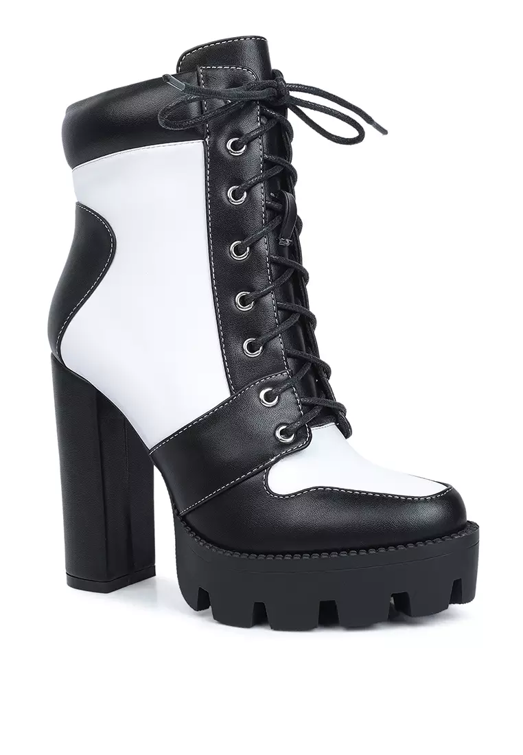 White lace cheap up platform boots