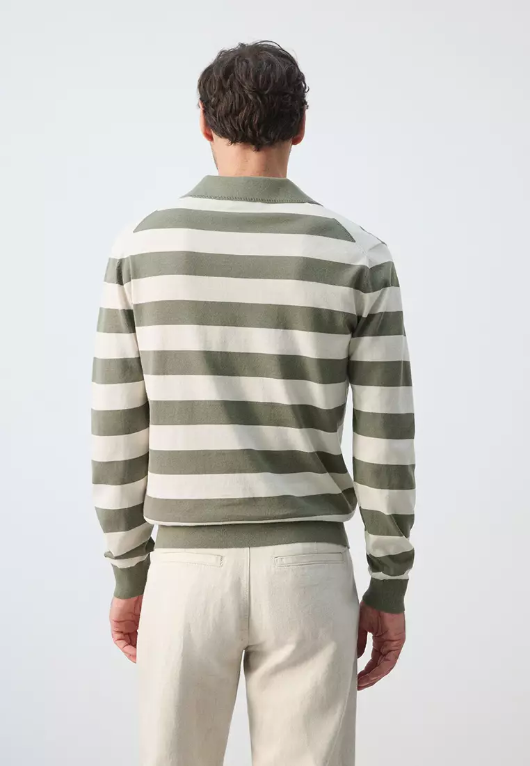 100% Cotton Fine Knit Polo Sweater