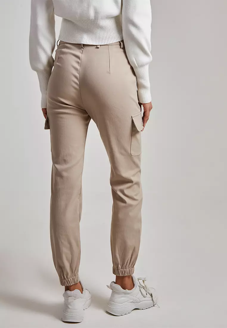 Pink Vanilla Stone Utility Stretch Cargo Trousers