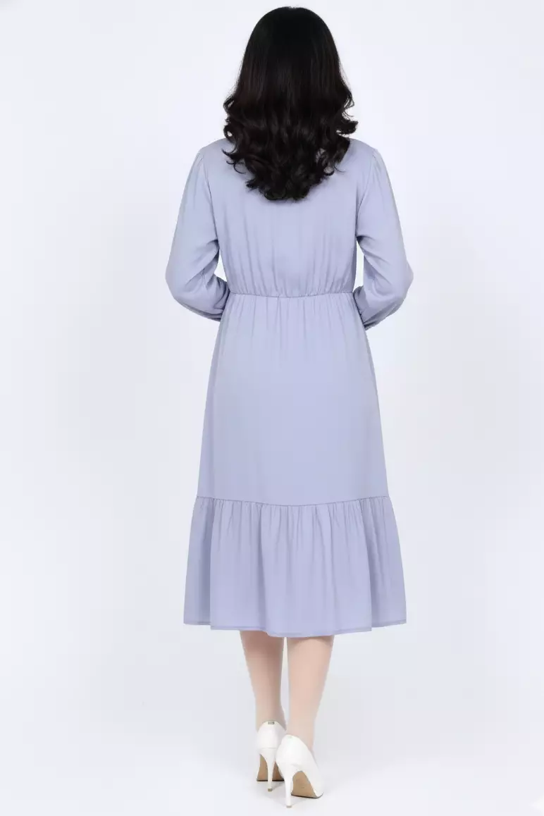 Midi Dress Cotton Sakira - Office Wear BIRU