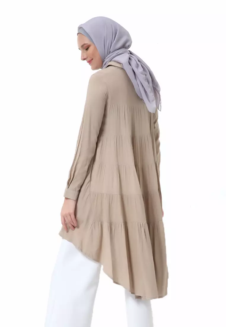 Adilla Tunik Long Sleeve Polos Regular Fit High Premium Quality - Khaki