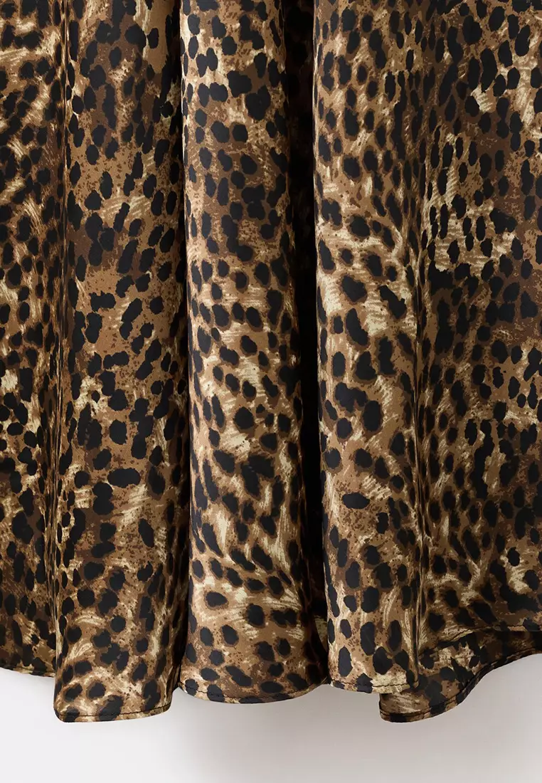 Leopard-Print Satin Dress