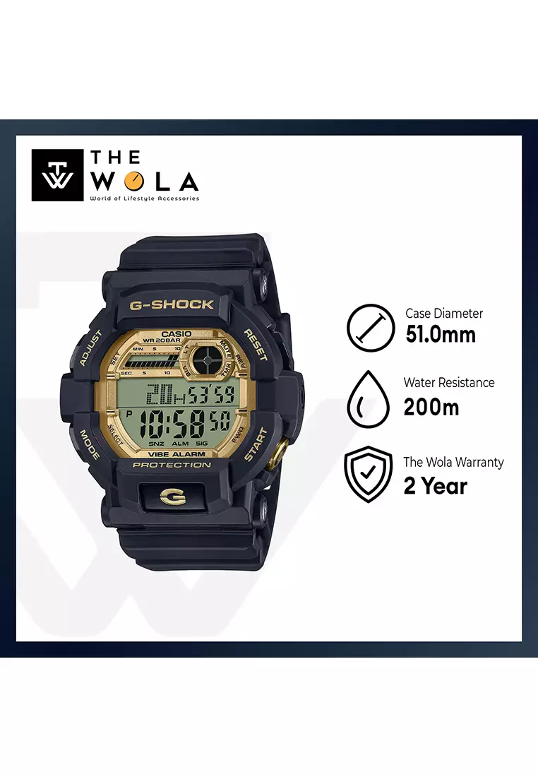 GD-350GB-1 Men's Black Resin Band Digital Sport Watch - GD-350 Series