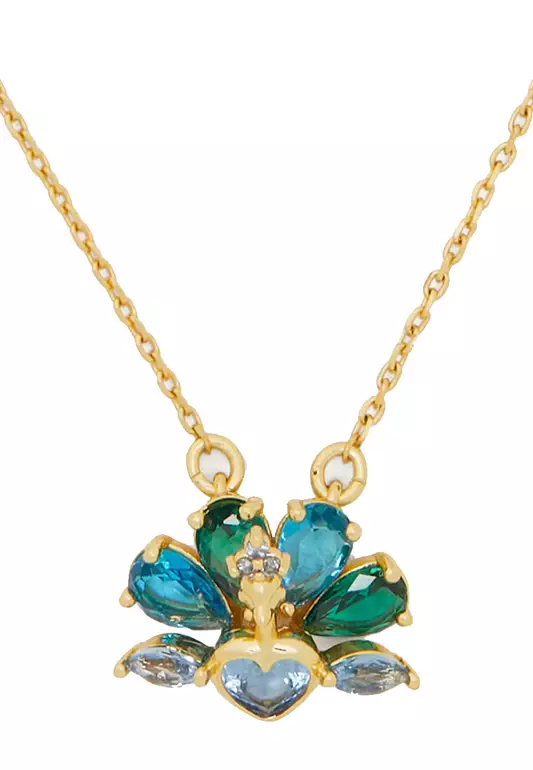 Perfect Plume Pendant Necklace in Blue Multi KI349