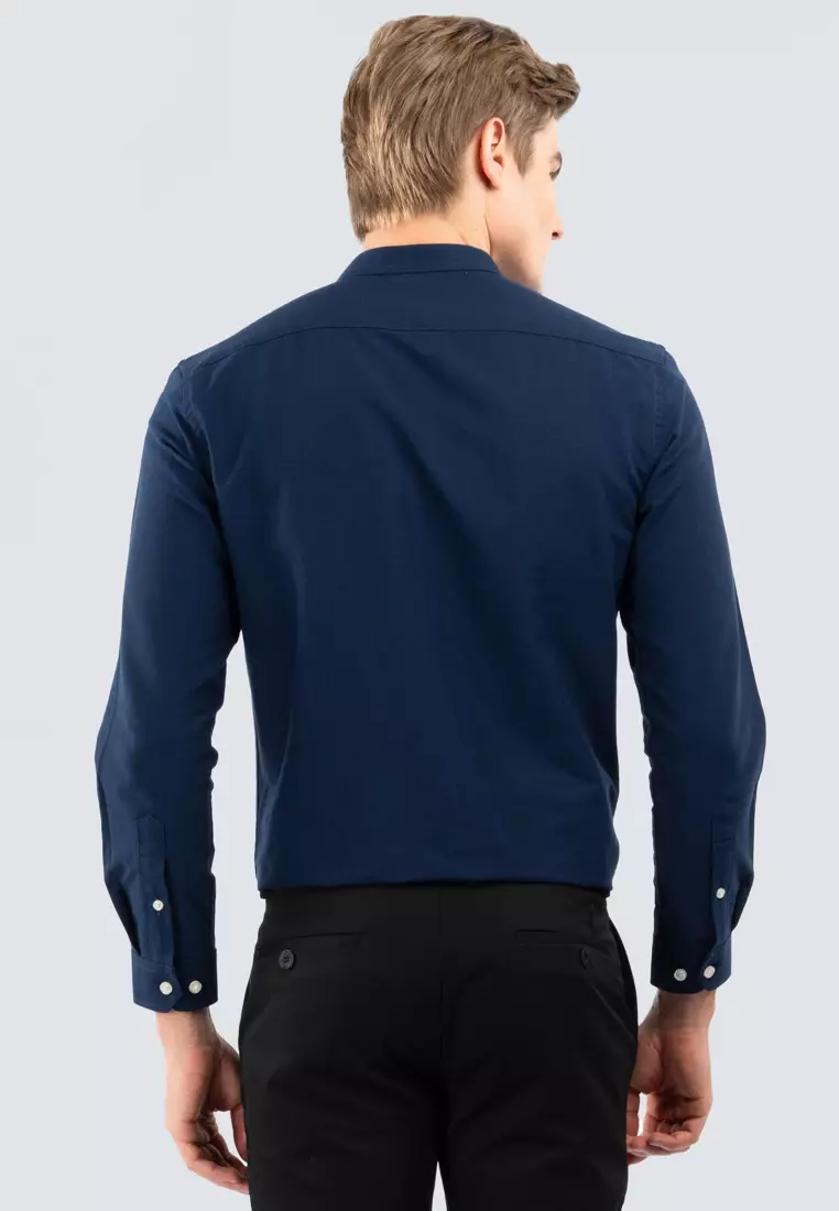 Polo Haus - Men’s Cotton Mix Signature Fit Mandarin Collar Long Sleeve MBLSE002