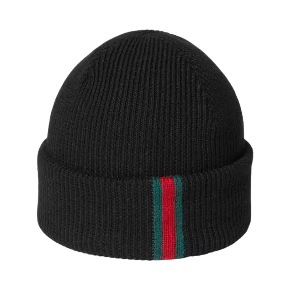 Wool Hat With Web Beanies Black