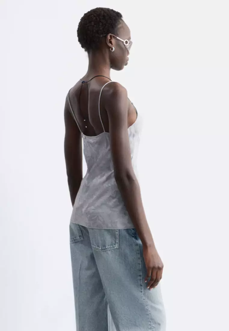 Sheer Satin Jacquard Camisole Top