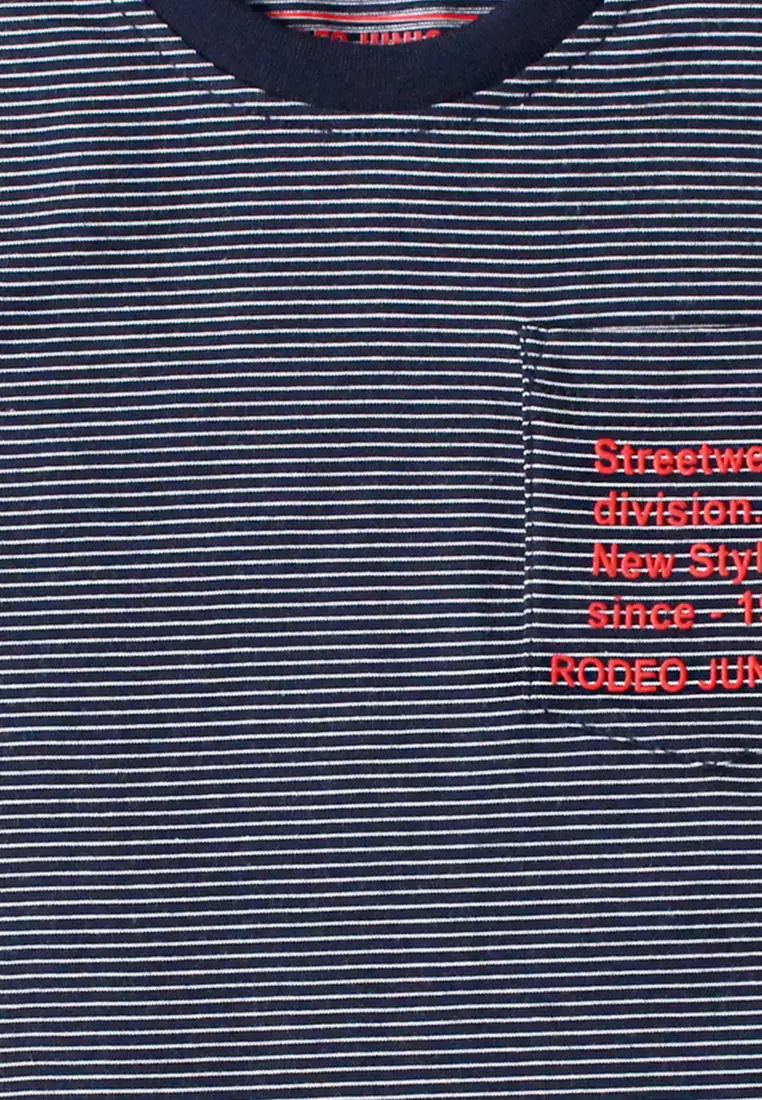 Tshirt/ Kaos Anak Laki/ Rodeo Junior Blue Stripe Tshirt With Pocket