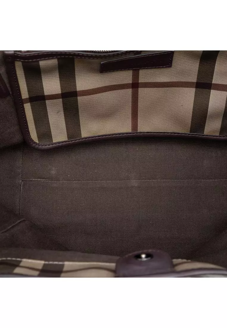 Pre-Loved Burberry Small Smoke Check Coated Canvas Canterbury Tote