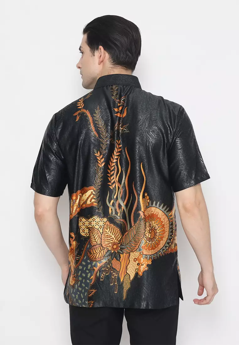 My Aksa Batik Pria Kemeja Pendek Furing Semi Sutera Omesh Ohana