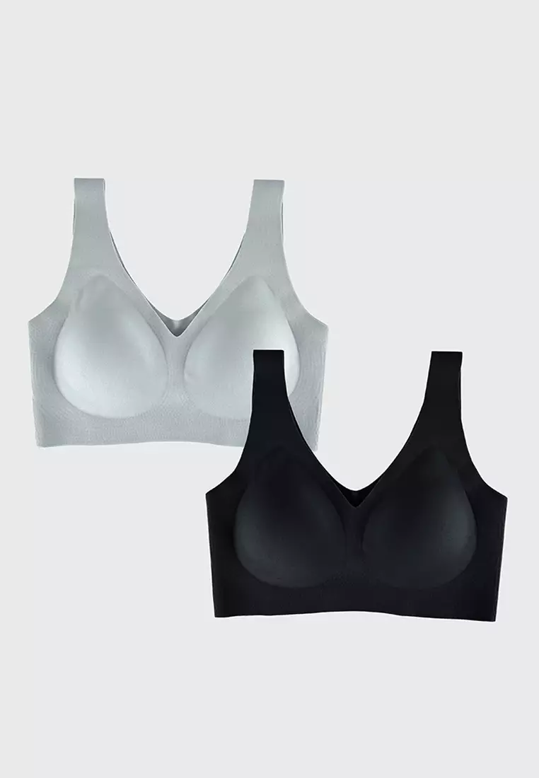 Buy herah Herah Seamless Wireless Bra with Buckle for Petite to Plus Size  Women in Latte and Midnight (Pack of 2) 2024 Online