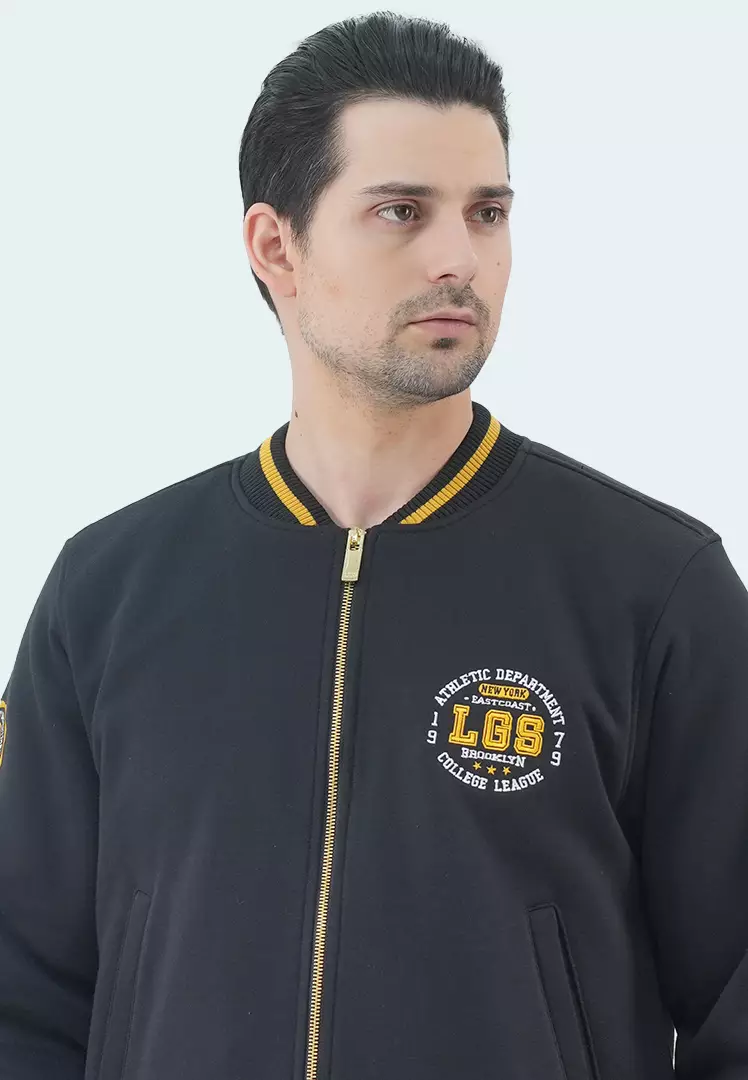 LGS - Jaket Pria - Jaket Baseball - Full Zipper - Bordir Logo - Hitam - JJK.574.214.001.C