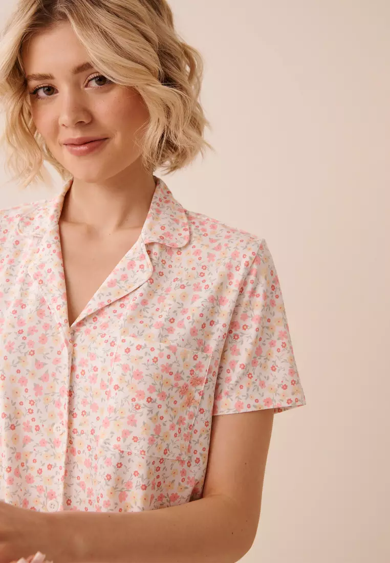 Ditsy Floral Print Super Soft Button-down Shirt