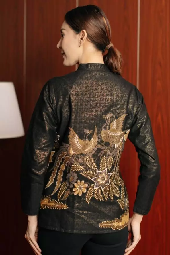 Kalyna Black Blouse Wanita  Foil