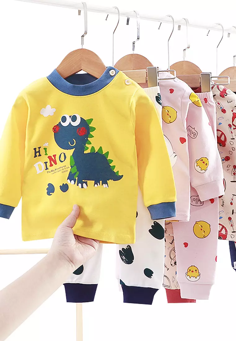 Setelan Bayi Baju Anak Laki Laki Lengan Panjang Piyama Set Celana Kaos Import Motif Lucu Smile Egg Venrz 4251