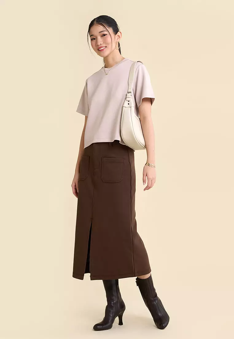 Dress Code Midi Knitted Twill Skirt
