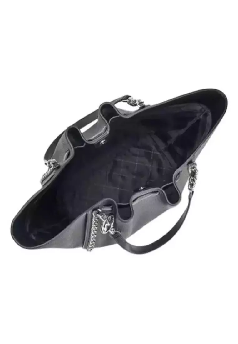 Michael Kors Mina large Belted Chain Tote Shoulder Bag Black