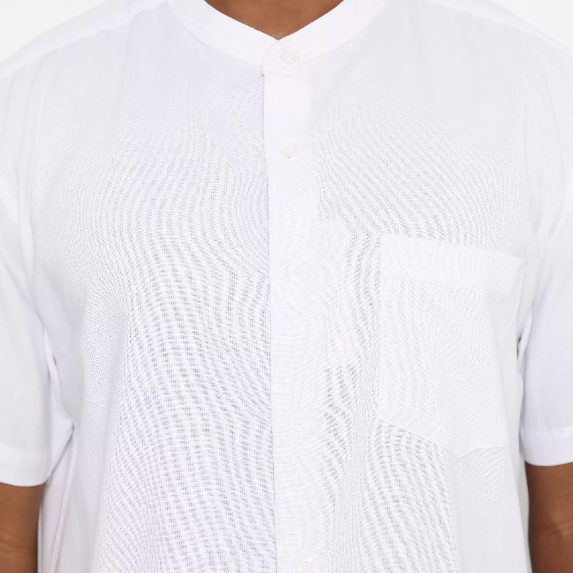 Platini Kemeja Pria Koko Shanghai Lengan Pendek Katun Oxford Putih 21030