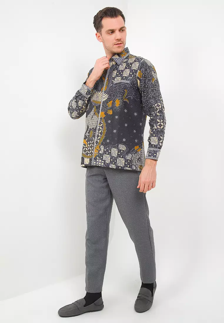 Batik Talenta Exclusive Lengan Panjng Dobby Smock Bagau Abu