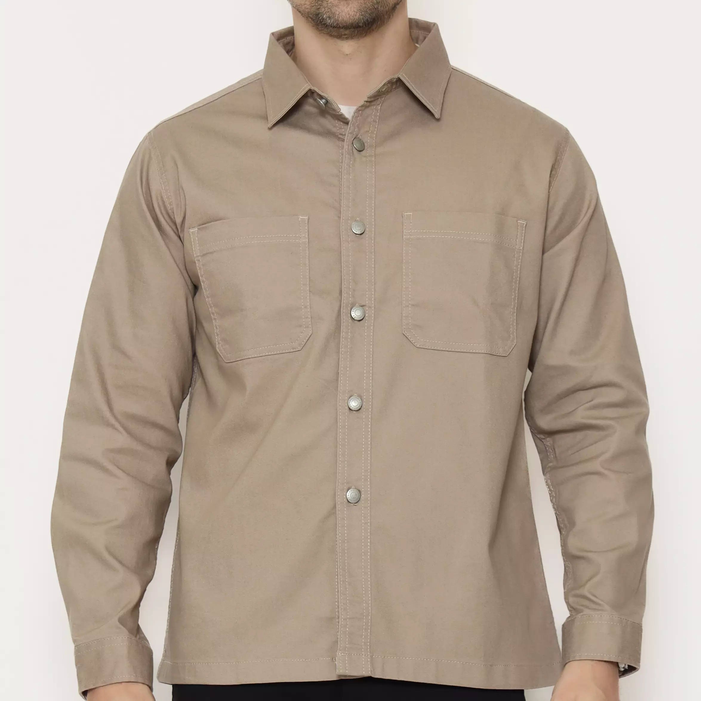 SCHOELLER JON-K6 Jaket Casual Pria Regular Fit Cotton Stretch Warna Cream