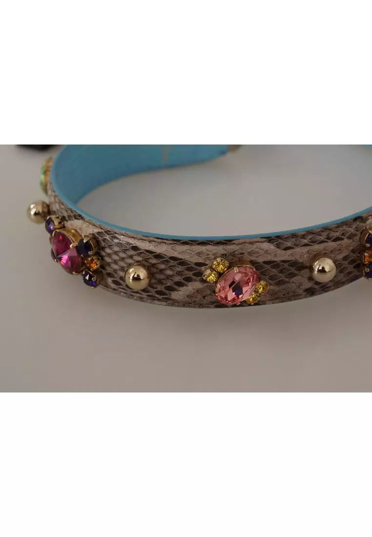 Dolce & Gabbana Multicolor Python Embellished Crystal Stud Shoulder Strap