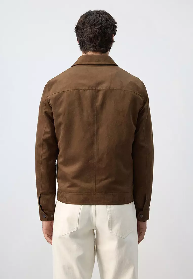 Suede-Effect Jacket with Pockets