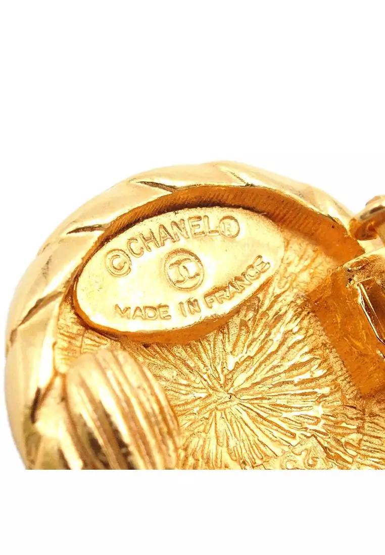 Pre-Loved Chanel Cc Gold Plated Round Clip On Earrings