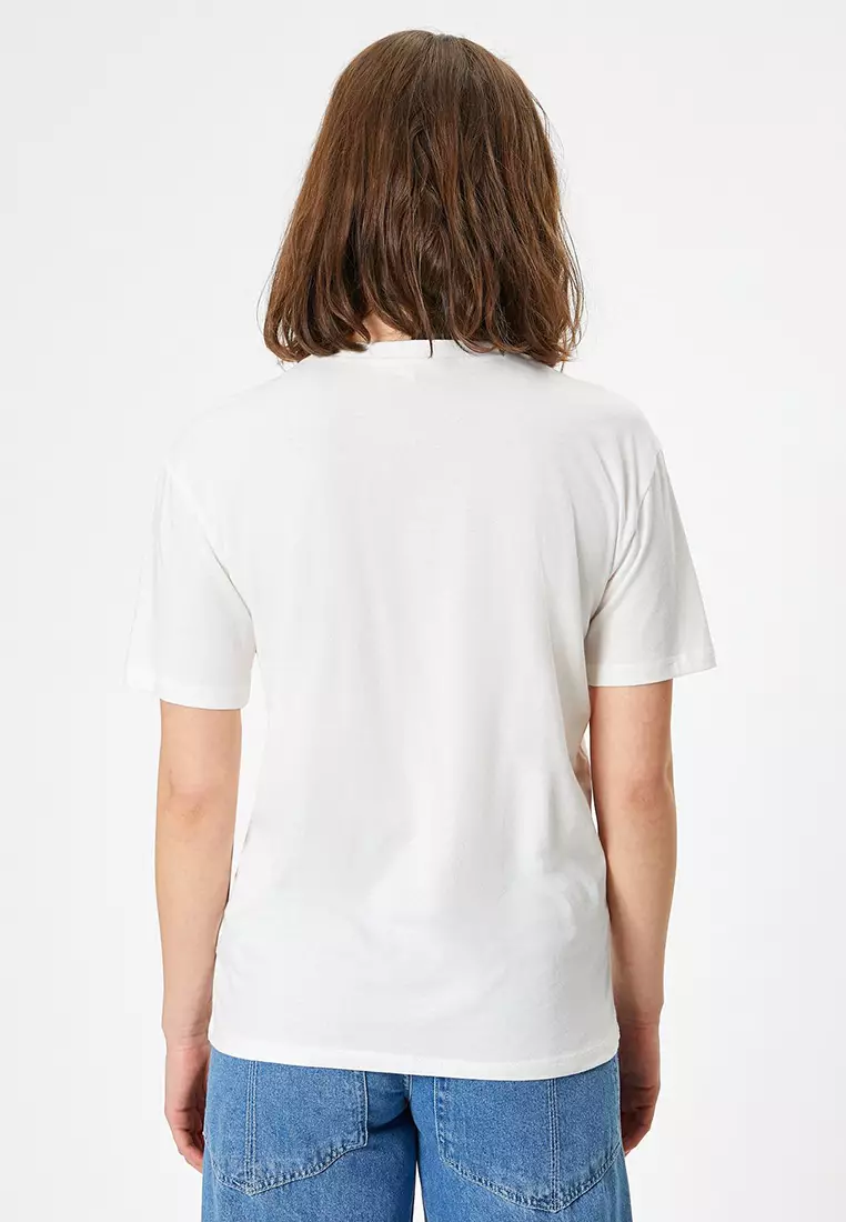 Cat Printed T-Shirt Crew Neck Oversize Short Sleeve Cotton