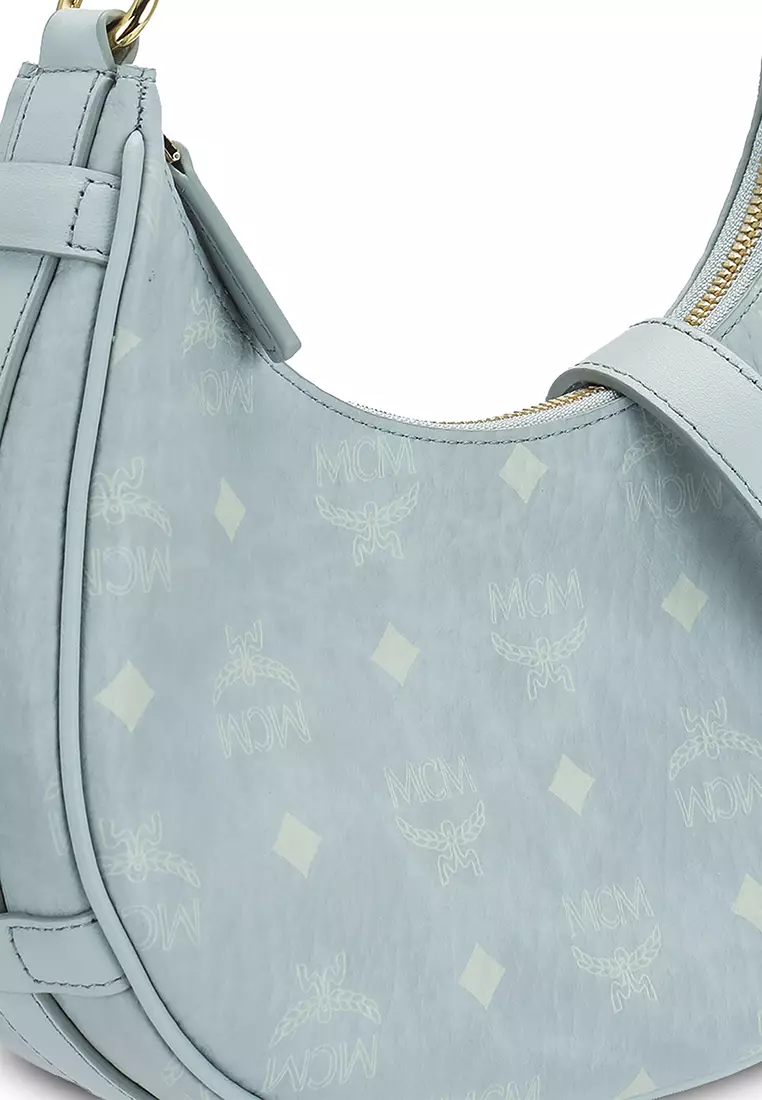 MCM Aren Crescent Hobo in Visetos MISTY GRAY VISETOS VISETOS