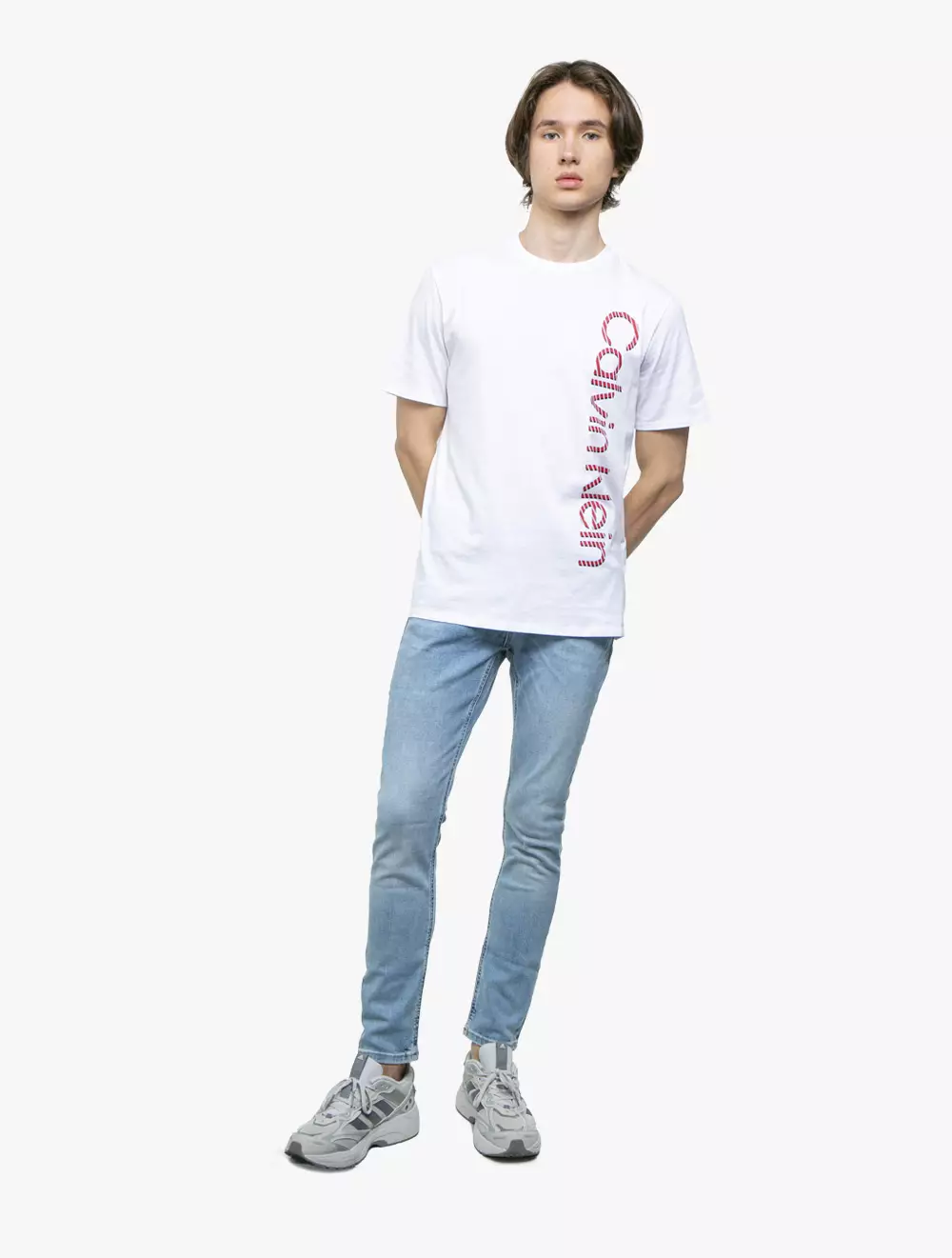CALVIN KLEIN - SHORT SLEEVE LINEAR SHADOW LOGO CREWNECK TEE - White - white