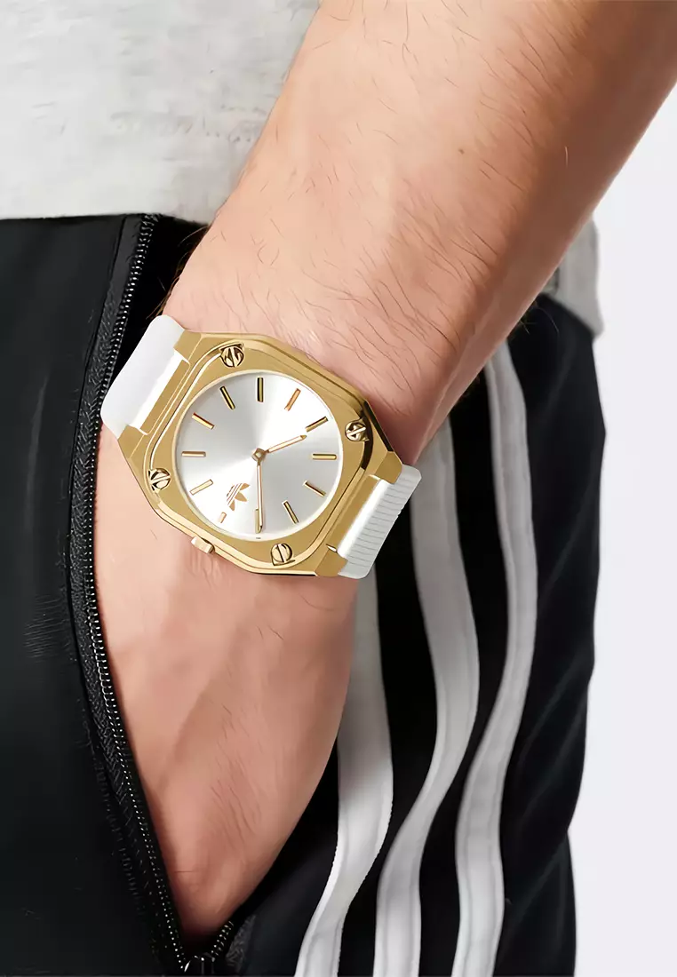 Adidas Gents Watch City Tech Thin - Stainless Steel Case - White Silicone Strap - AOFH24003