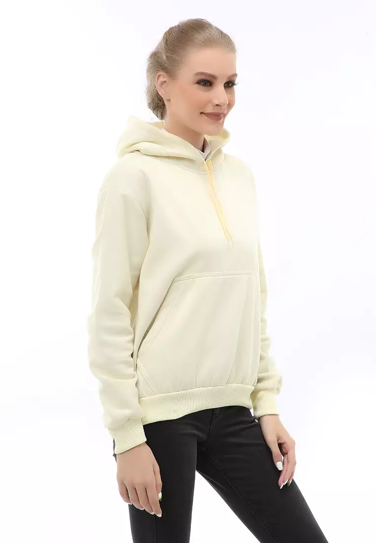 Hardwin Hoodie Jacket Polos Casual Wanita Material Fleece ORIGINAL - Yellow Cream