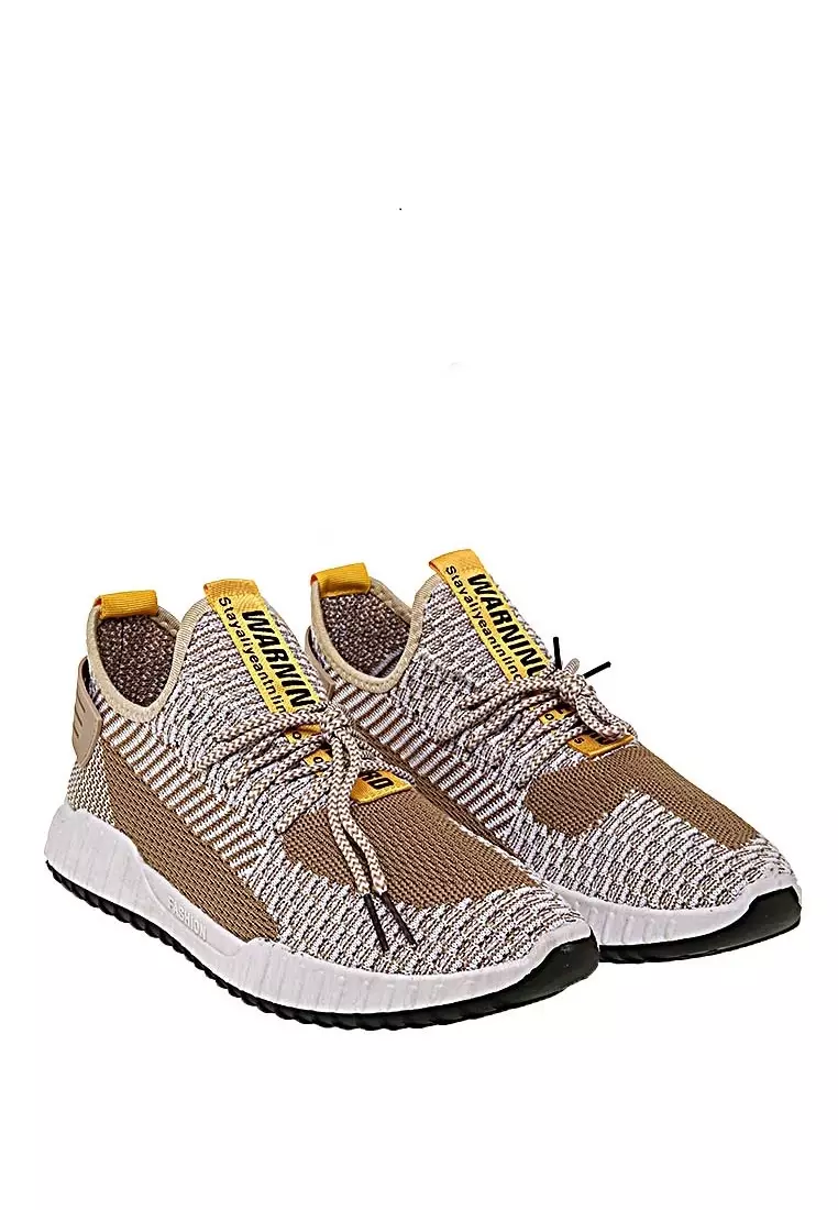 Chayton Sepatu Olahraga Pria Sneakers Casual Sport Shoes Material Flyknit Mesh ORIGINAL - Khaqi