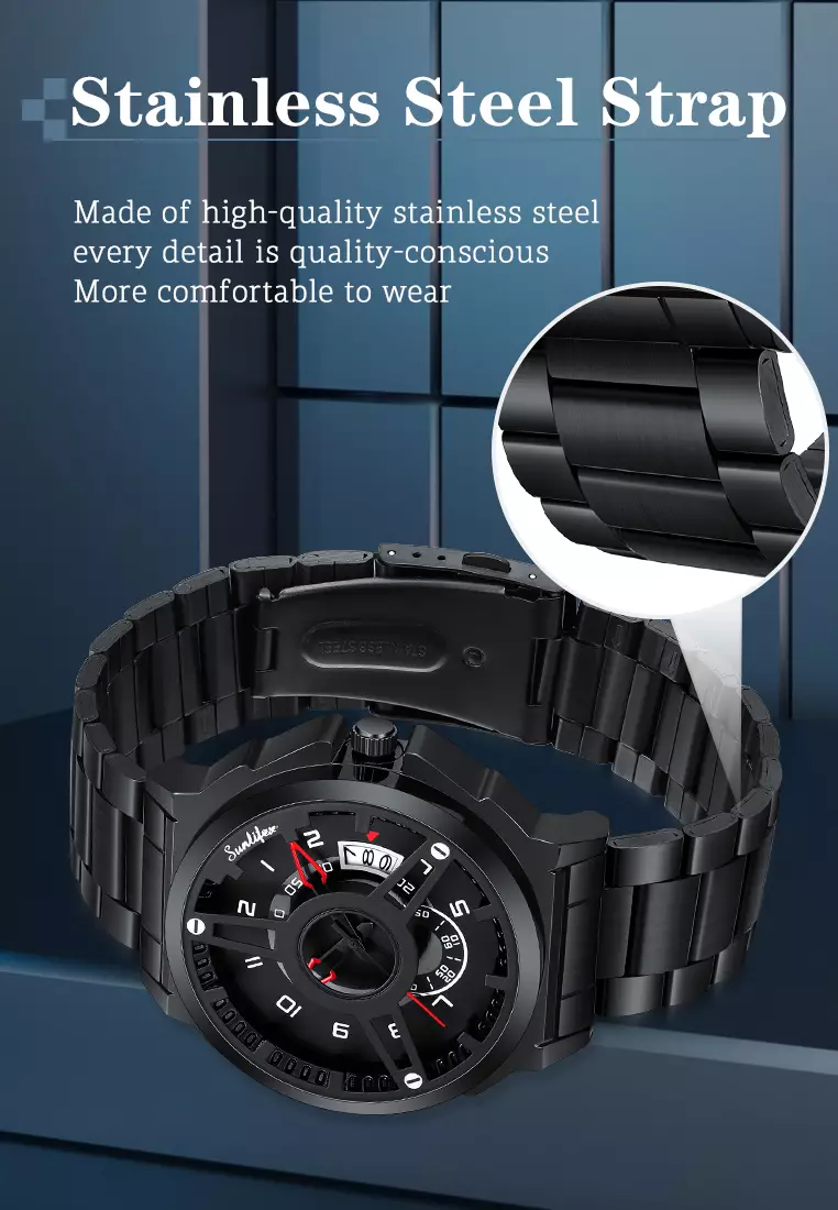 Jam Tangan Pria 9111 Hollow Dial Kuarsa Mode Tanggal Cool Anti Air Jam Tangan Cowok Original allblack