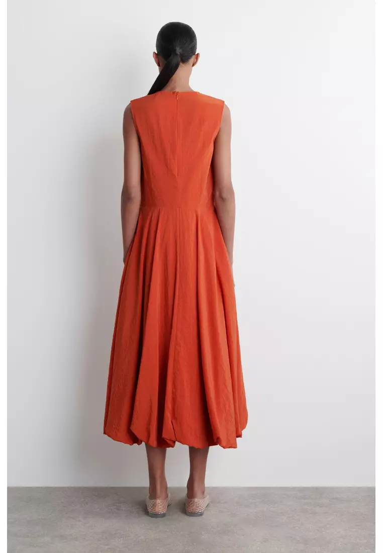 SLEEVELESS BUBBLE-HEM MIDI DRESS
