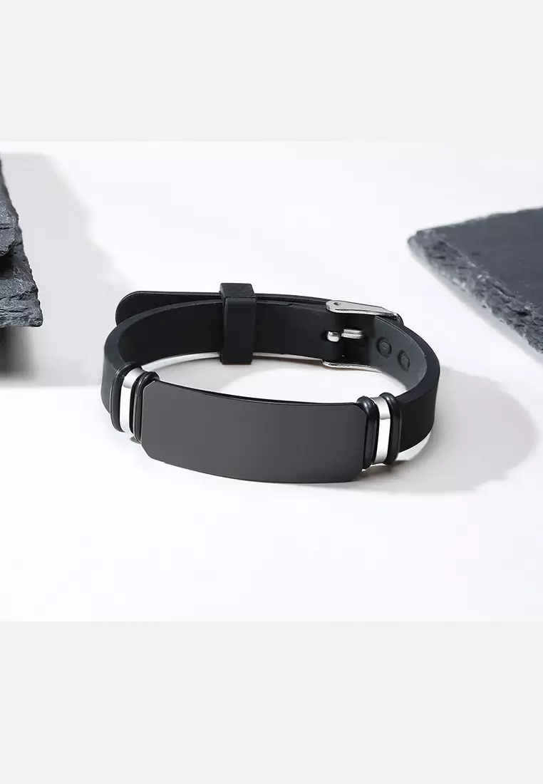 Titanium Steel Curved Plate Silicone Bracelet JW QX-109