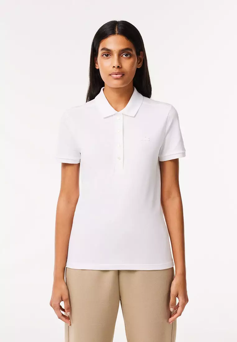Organic Cotton Polo Lacoste White Polo Women's Lacoste Polo Shirt Plain Women's SPORT Slim Fit Organic Cotton Golf Polo  Shirt White/White