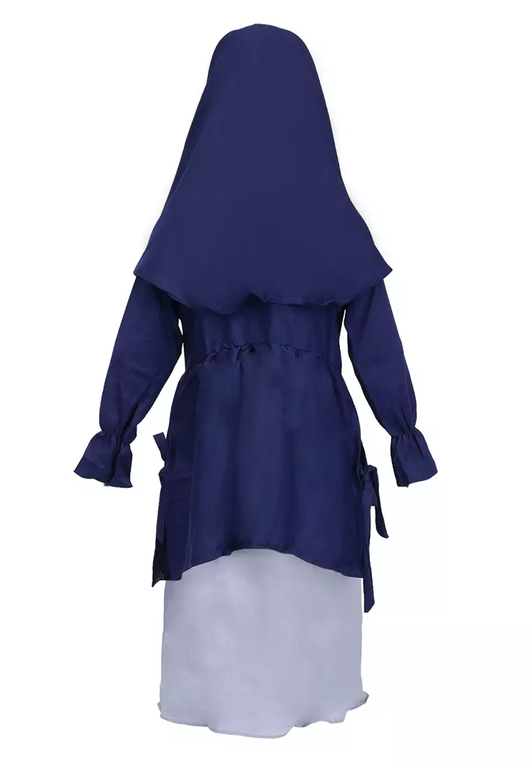 Jourell Setelan Gamis Anak Wanita Motif Polos Kids One Set Material Moscrepe ORIGINAL - Navy