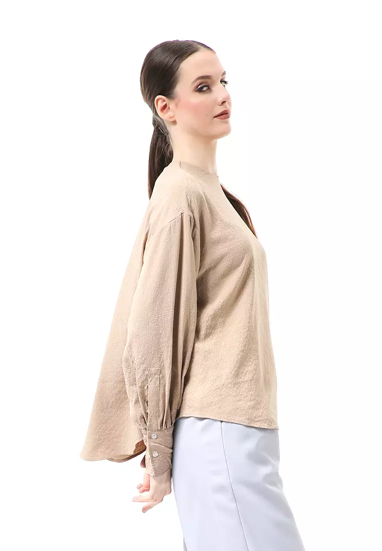 Susan Blouse Lengan Panjang Atasan Wanita Kasual High Quality - Cream