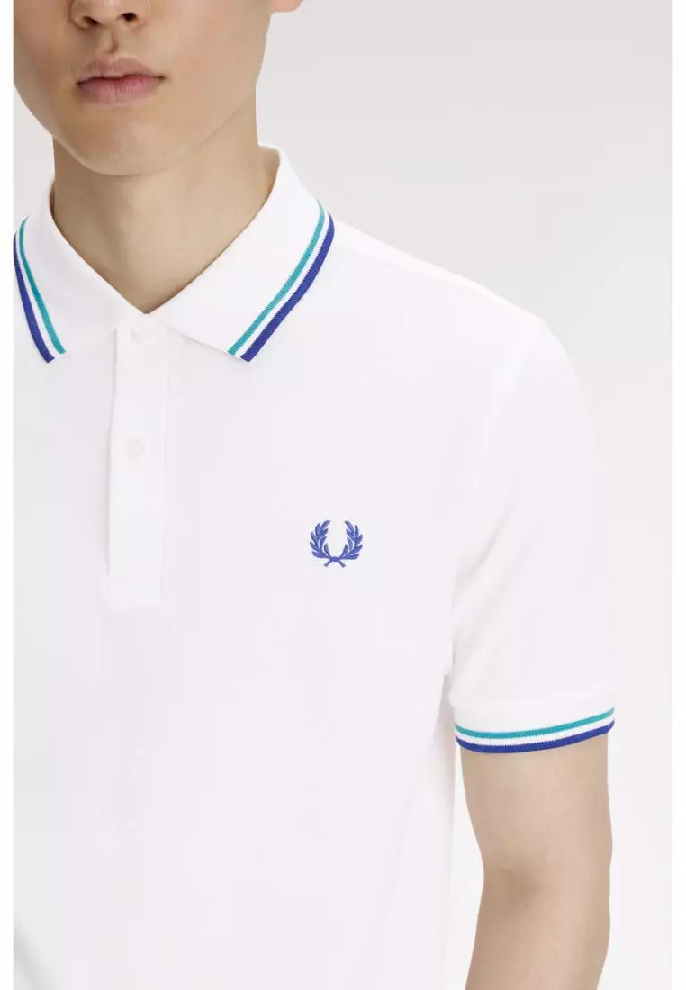 Fred Perry M3600 Twin Tipped Fred Perry Shirt (Snow White / Deep Mint / Soho Eclipse)