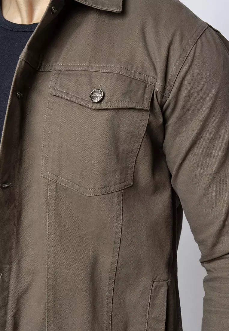 Jacket Trucker Cotton Twill Premium Green Army