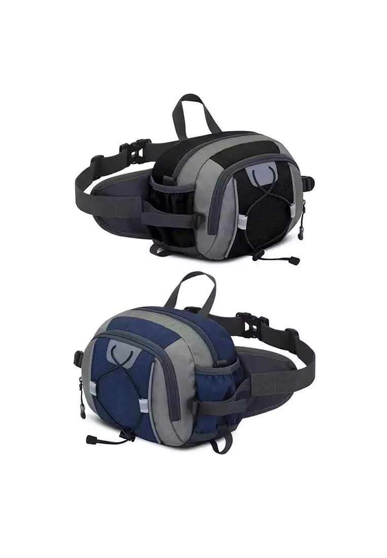 Nylon 1084 Outdoor Waist Bag with Bottle Holder – Black