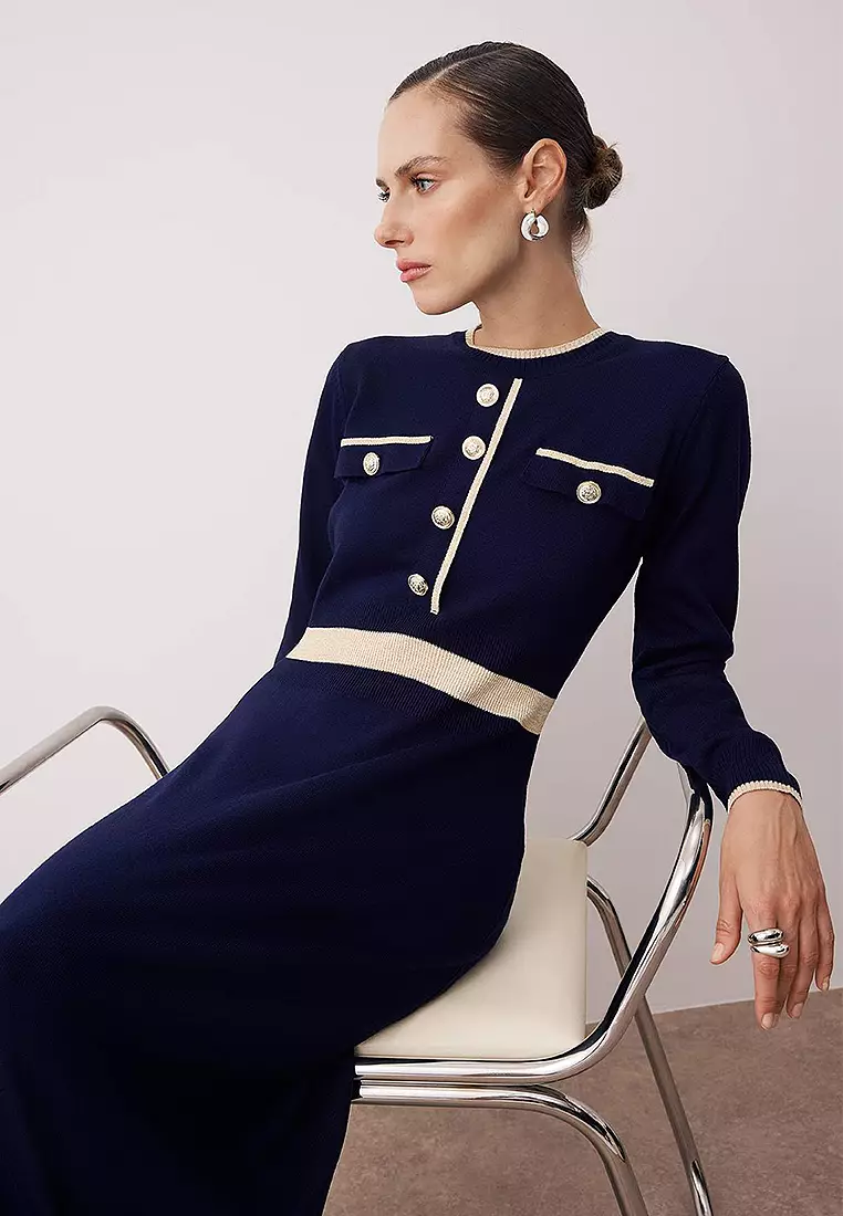Buttoned Knit Dress